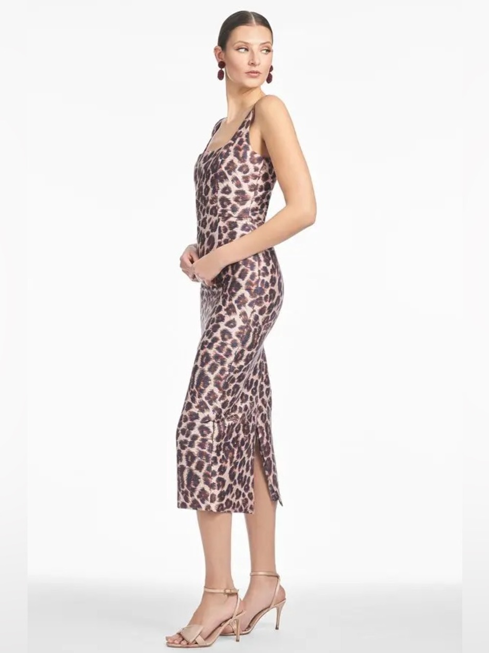 SACHIN & BABI Leopard Animal Print Big Cat Cressida Midi Cocktail Dress